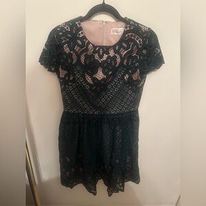 Eliza J Black Lace Peplum Midi Dress